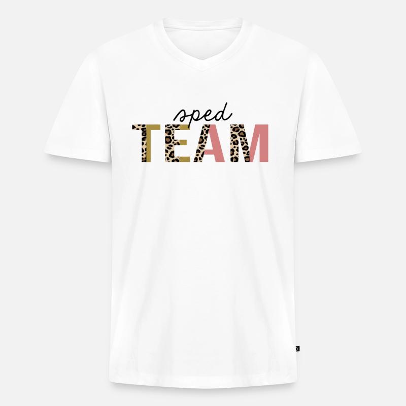 SPED Team Leopard Print Lustig - Männer Premium Bio T-Shirt mit V-Ausschnitt - Weiß