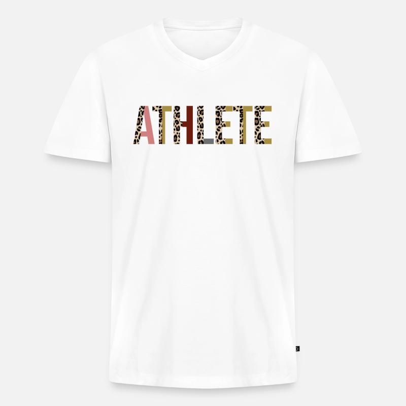 Athlet - Männer Premium Bio T-Shirt mit V-Ausschnitt - Weiß