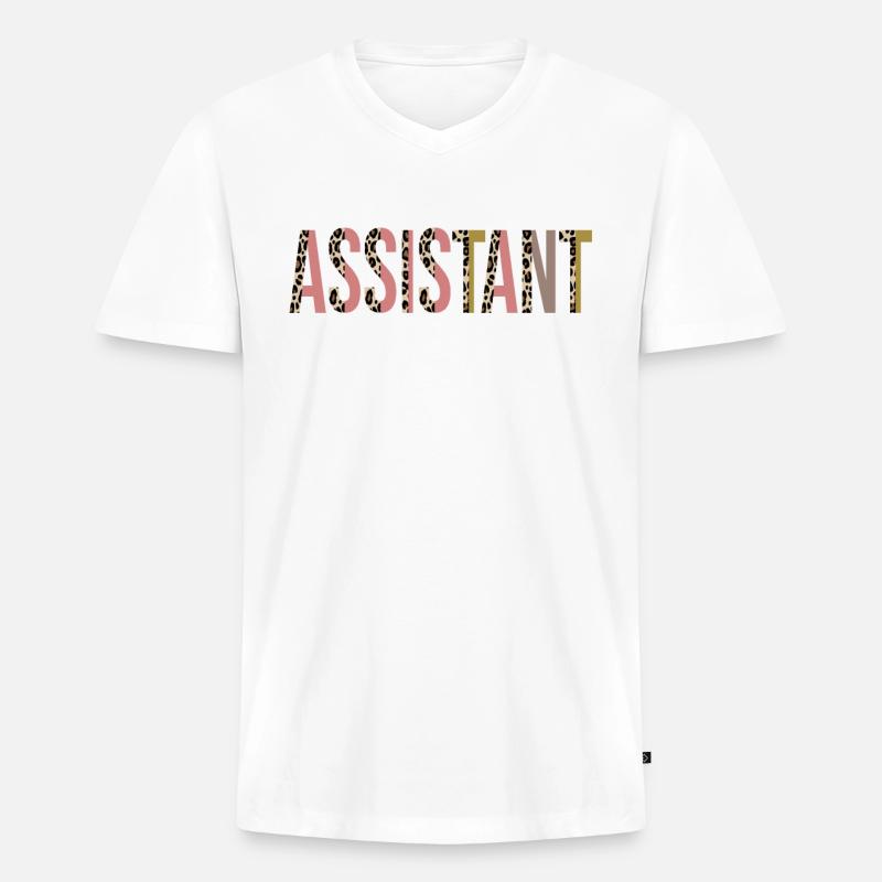 Assistent - Männer Premium Bio T-Shirt mit V-Ausschnitt - Weiß