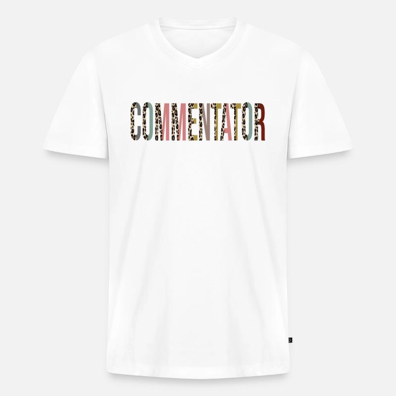 Kommentator - Männer Premium Bio T-Shirt mit V-Ausschnitt - Weiß