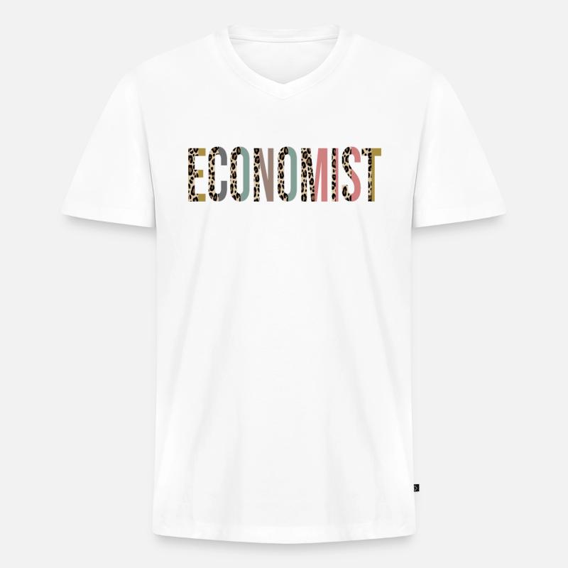 Ökonom - Männer Premium Bio T-Shirt mit V-Ausschnitt - Weiß