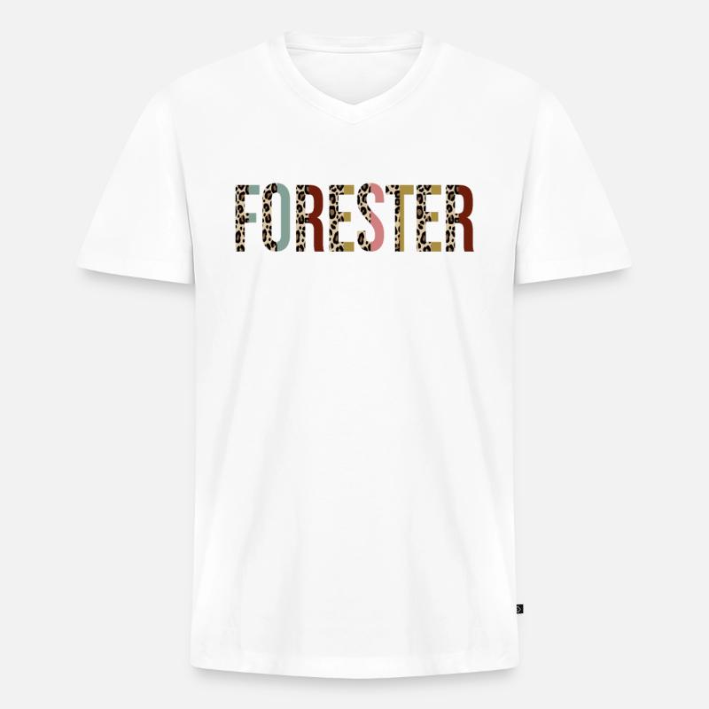 Förster - Männer Premium Bio T-Shirt mit V-Ausschnitt - Weiß