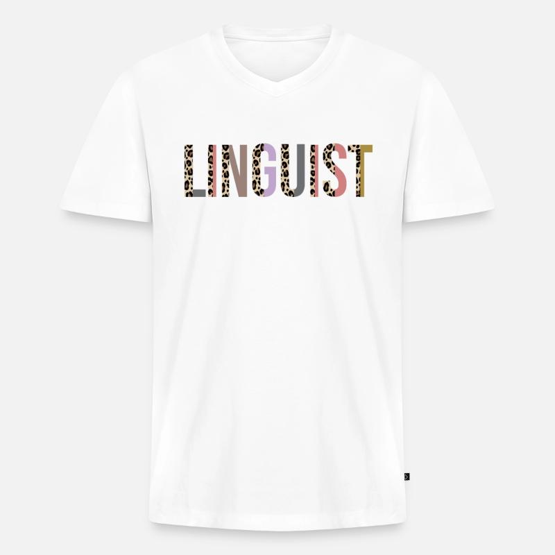 Linguist - Männer Premium Bio T-Shirt mit V-Ausschnitt - Weiß