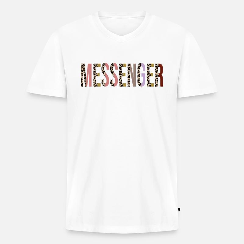 Kurier - Männer Premium Bio T-Shirt mit V-Ausschnitt - Weiß