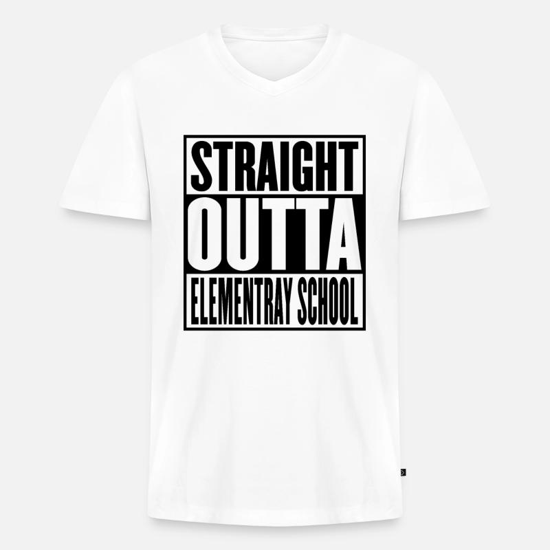 Straight Outta Elementray Schulabschluss - Männer Premium Bio T-Shirt mit V-Ausschnitt - Weiß