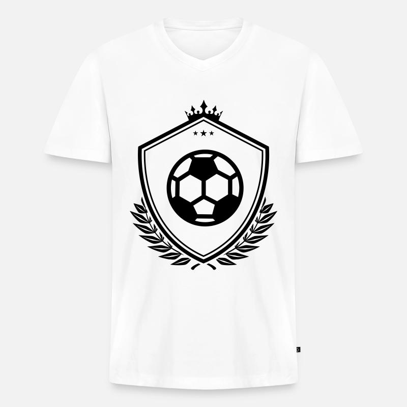 Stemma del calcio - Maglietta ecologica premium da uomo con scollo a V - bianco