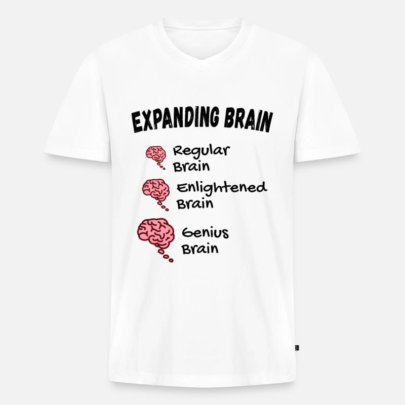 Gehirn erweitern - Expanding Brain Meme - Männer Premium Bio T-Shirt mit V-Ausschnitt - Weiß