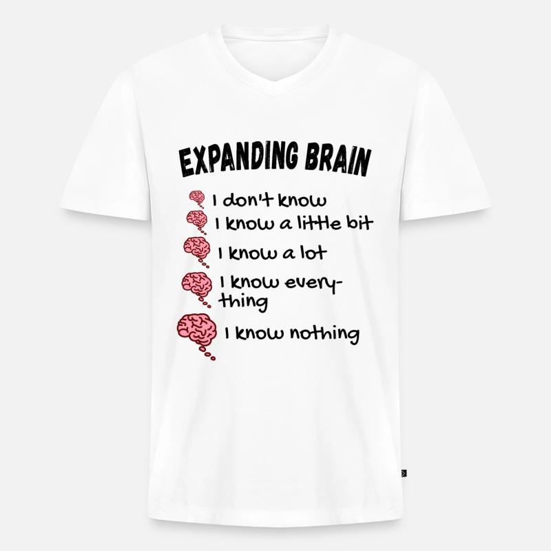 Gehirn erweitern - Expanding Brain Meme - Männer Premium Bio T-Shirt mit V-Ausschnitt - Weiß