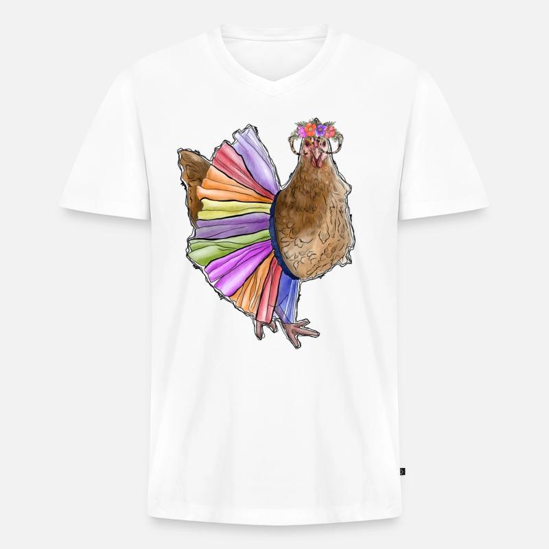Chicken Lady - Männer Premium Bio T-Shirt mit V-Ausschnitt - Weiß