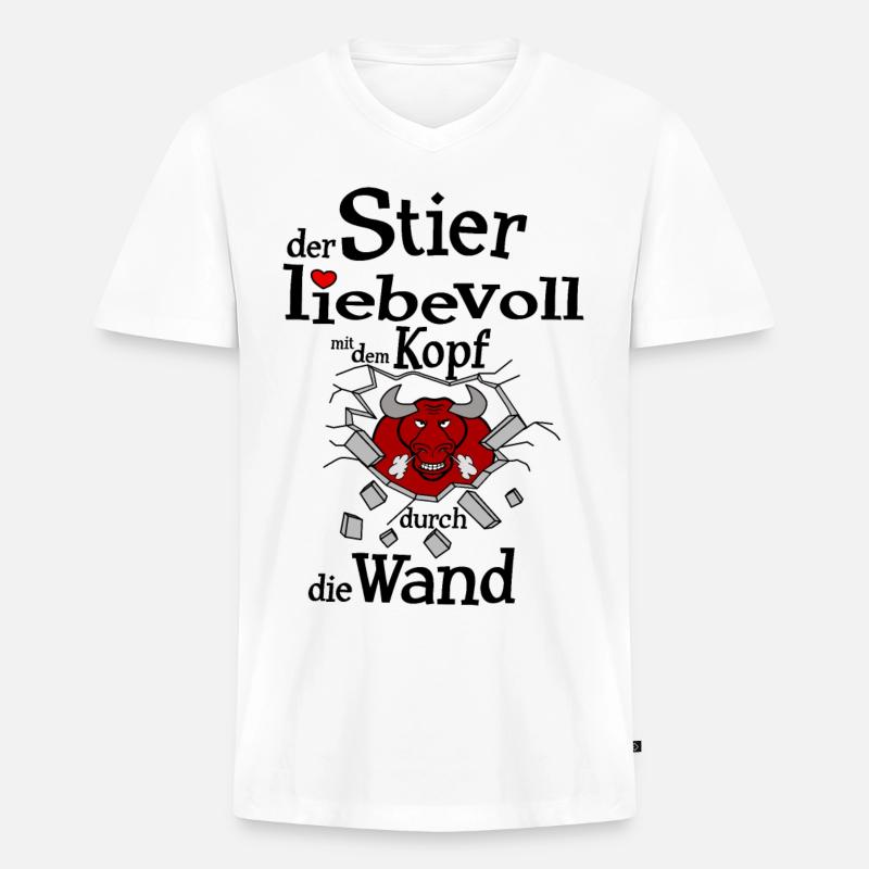 Sternzeichen Stier - Männer Premium Bio T-Shirt mit V-Ausschnitt - Weiß