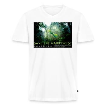 Save the Rainforest - natuurlijk duurzaam - Mannen Premium Bio T-shirt met V-hals - wit - Voor - Nico (187cm)