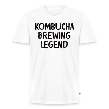 Kombucha Brewing Legend - Men's Premium Organic T-shirt with V-neck - white - Front - Nico (187cm)
