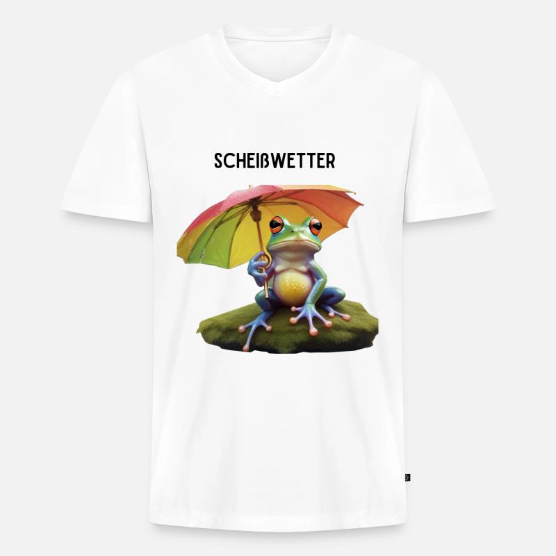 Scheißwetter - Männer Premium Bio T-Shirt mit V-Ausschnitt - Weiß