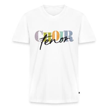 Chorale - Chanteur ténor - T-shirt encolure en V Premium bio Homme - blanc - Devant - Nico (187cm)