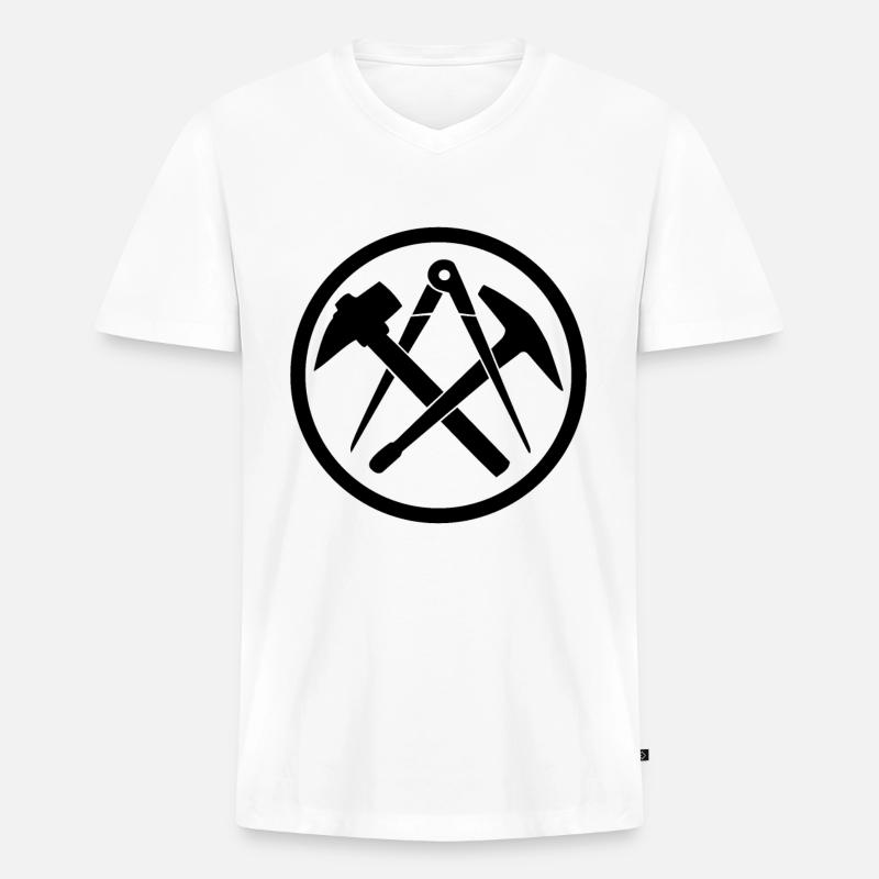 Dachdecker Handwerkszeichen Zunftzeichen - Männer Premium Bio T-Shirt mit V-Ausschnitt - Weiß