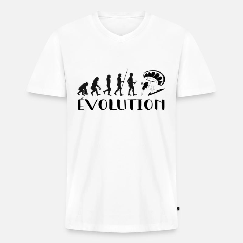Evolution From Monkey To Surfer - Men's Premium Organic T-shirt with V-neck - white