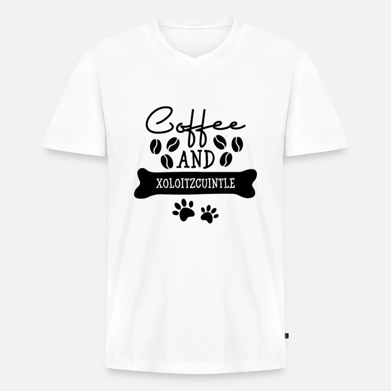 Coffee and xoloitzcuintle - Männer Premium Bio T-Shirt mit V-Ausschnitt - Weiß