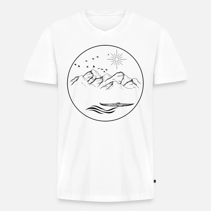 Der See am Berg - Männer Premium Bio T-Shirt mit V-Ausschnitt - Weiß