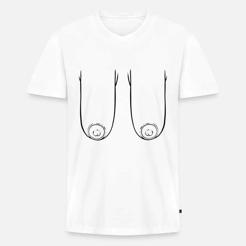 Paar Brüste - Männer Premium Bio T-Shirt mit V-Ausschnitt - Weiß