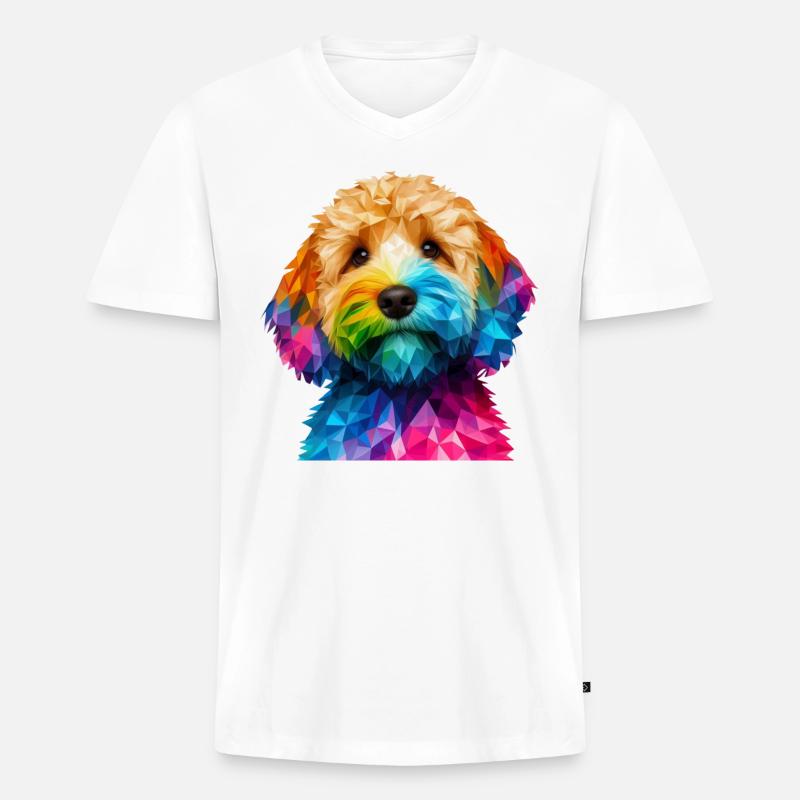 Modern geometric dog's muzzle cockapoo - Men's Premium Organic T-shirt with V-neck - white