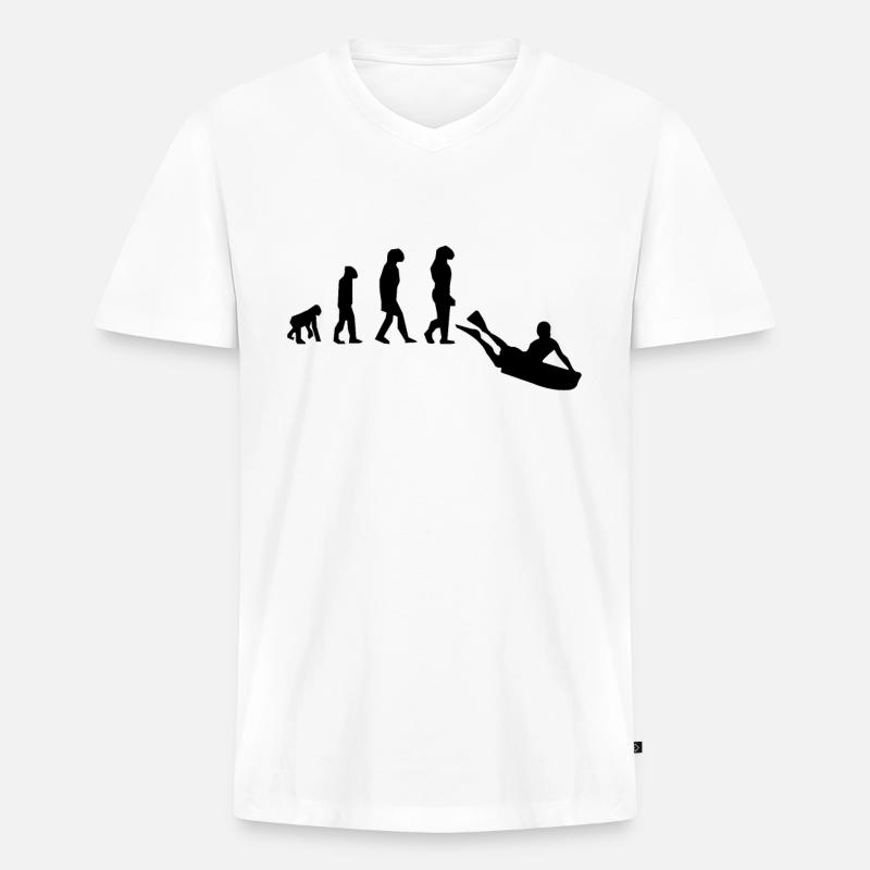 Bodyboarding Evolution Bodyboarder Geschenk - Männer Premium Bio T-Shirt mit V-Ausschnitt - Weiß