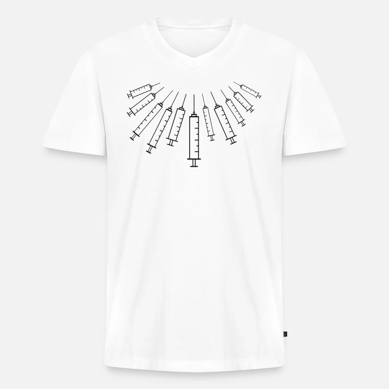 Spritzen (schwarz) - Männer Premium Bio T-Shirt mit V-Ausschnitt - Weiß