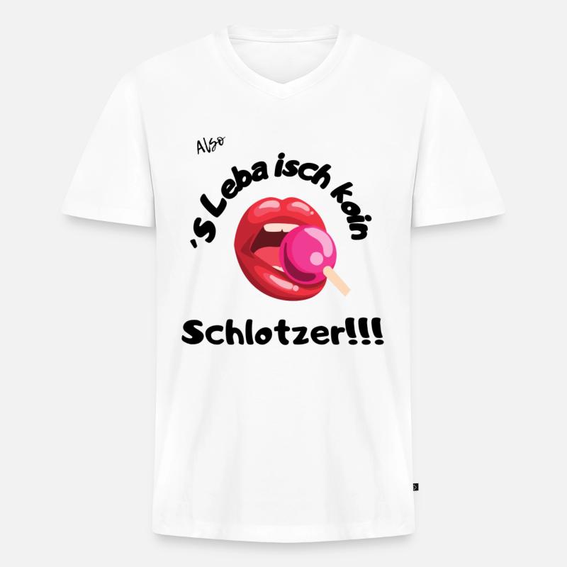 Koin Schlotzer - Männer Premium Bio T-Shirt mit V-Ausschnitt - Weiß