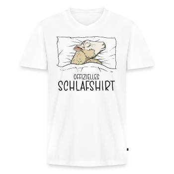 Offizielles Schlafshirt Schaf, Schlafanzug Schaf - Männer Premium Bio T-Shirt mit V-Ausschnitt - Weiß - Vorne - Nico (187cm)