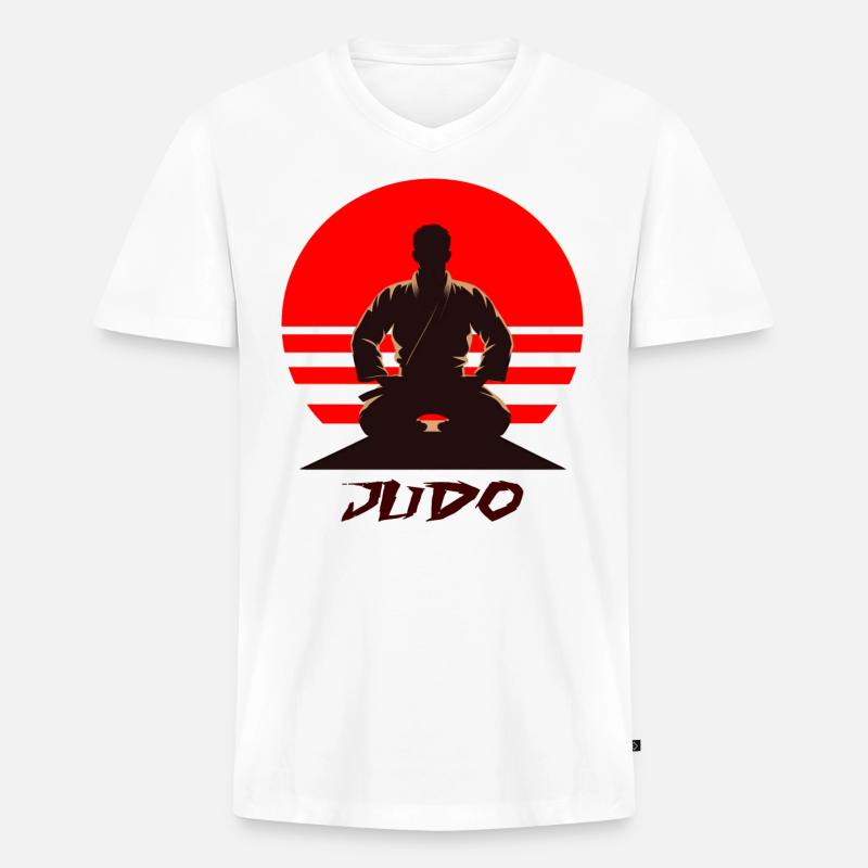 Judo - Männer Premium Bio T-Shirt mit V-Ausschnitt - Weiß