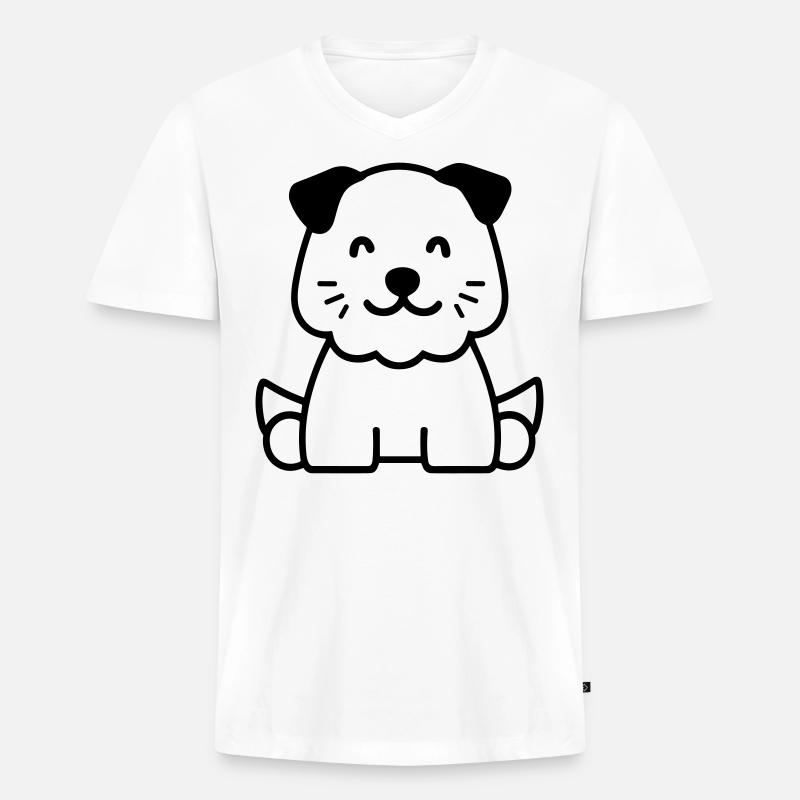 Hund - Männer Premium Bio T-Shirt mit V-Ausschnitt - Weiß