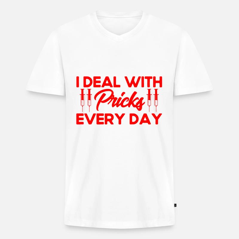 Phlébotomiste Phlébotomie Phlébotomiste Tech Geschen - T-shirt encolure en V Premium bio Homme - blanc