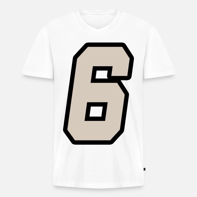 Nummer sechs - Männer Premium Bio T-Shirt mit V-Ausschnitt - Weiß