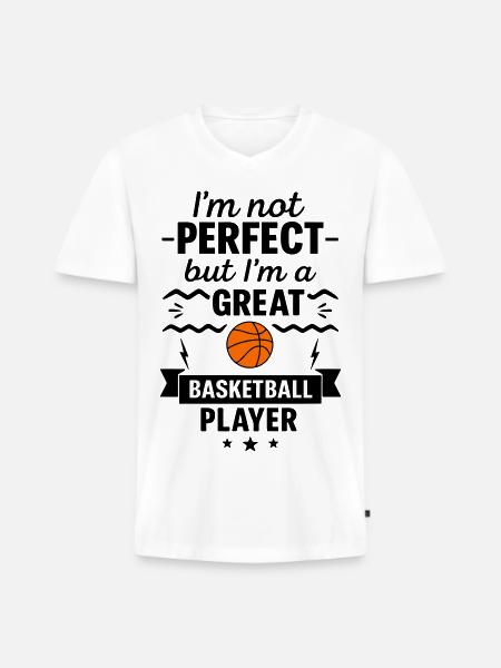 Pas parfait mais un grand basketteur - T-shirt encolure en V Premium bio Homme - blanc