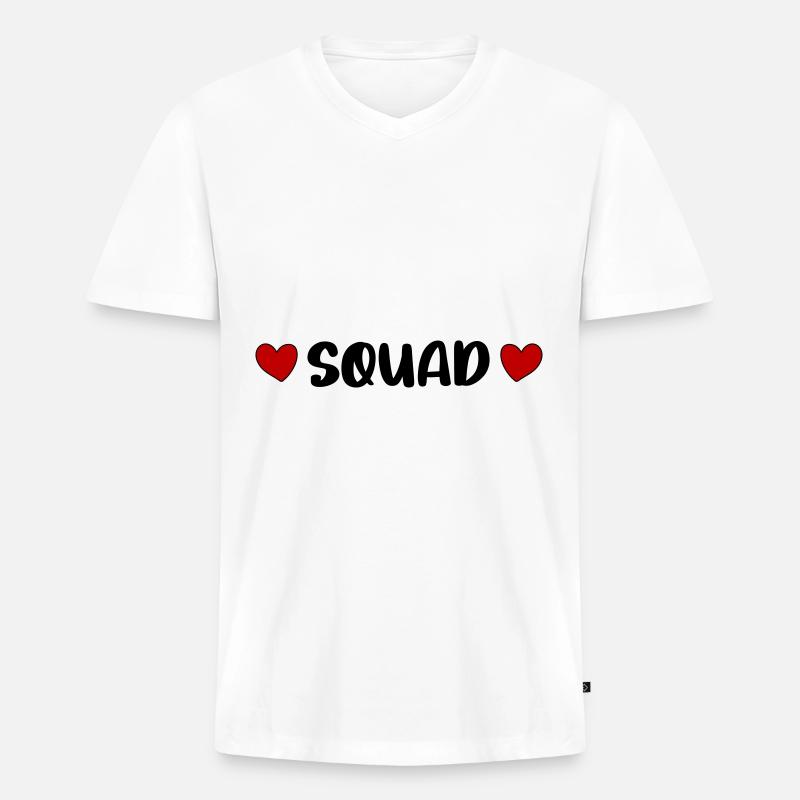 Squad Herz - Männer Premium Bio T-Shirt mit V-Ausschnitt - Weiß