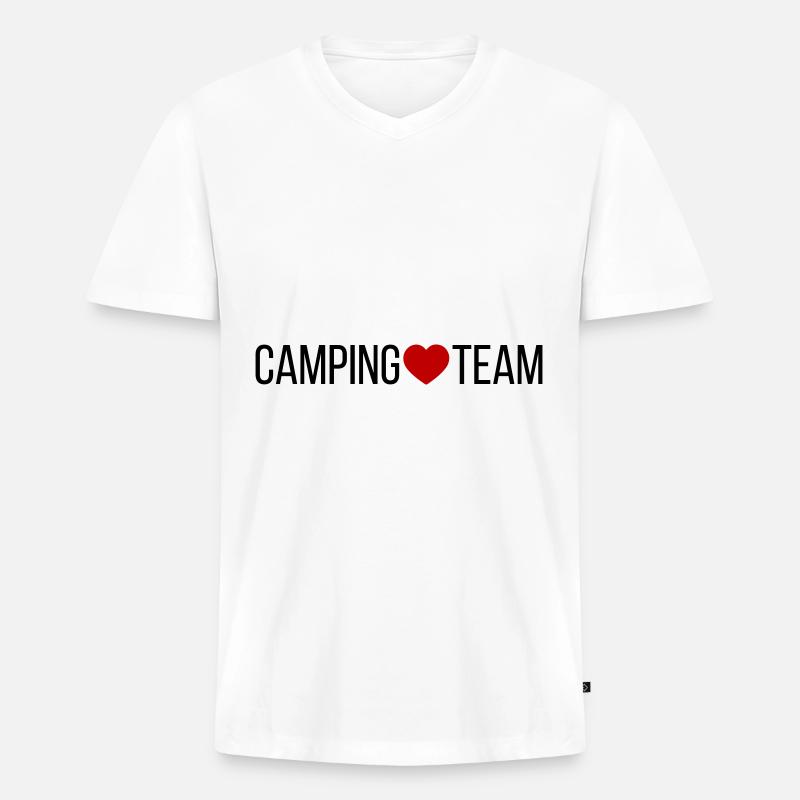 Camping Team Herz - Männer Premium Bio T-Shirt mit V-Ausschnitt - Weiß