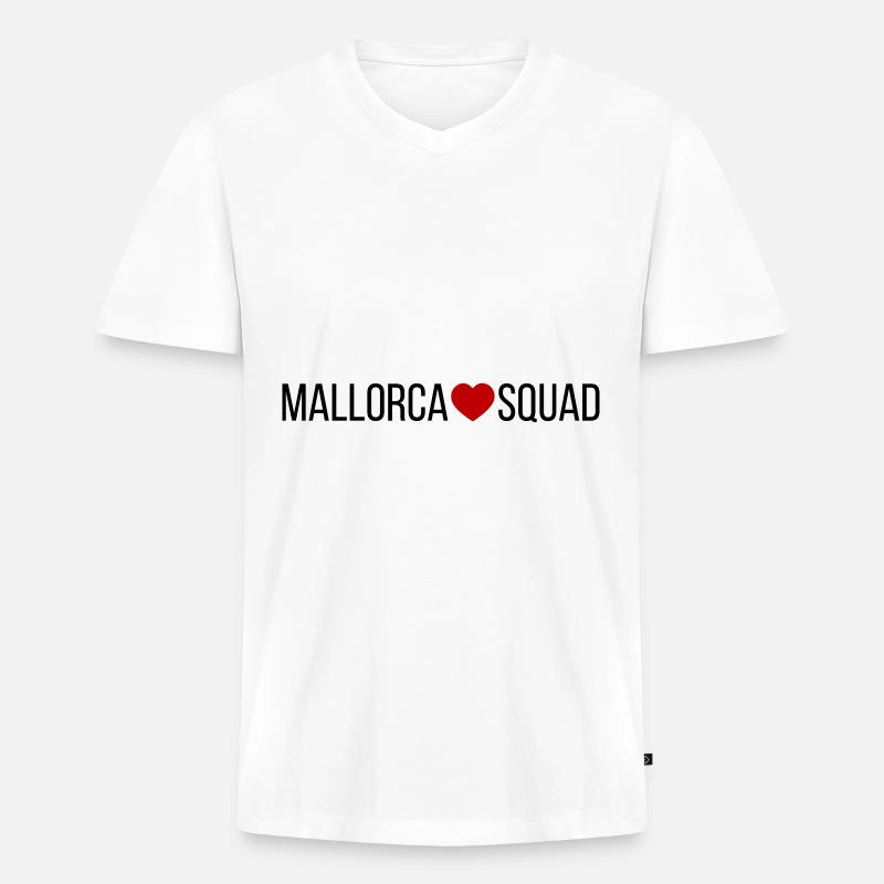 Mallorca Squad Herz - Männer Premium Bio T-Shirt mit V-Ausschnitt - Weiß