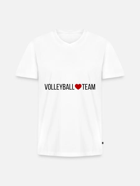 Volleyball Team Herz - Männer Premium Bio T-Shirt mit V-Ausschnitt - Weiß