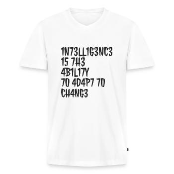 Funny Quotes, Funny Quotes, Cool Quote, Cool Quote - Men's Premium Organic T-shirt with V-neck - white - Front - Nico (187cm)