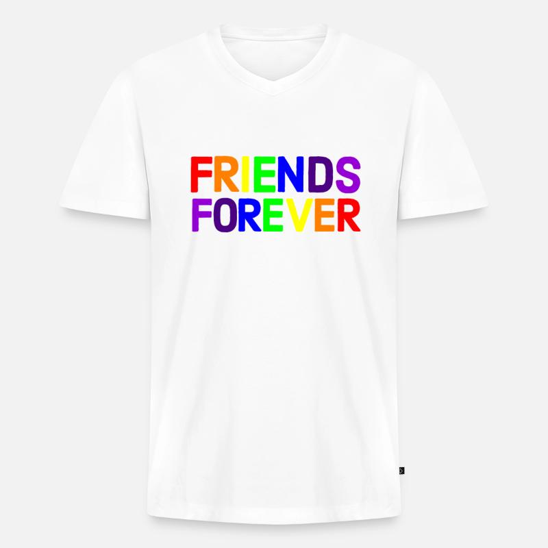 Regenbogen, Regenbogen, Regenbogen, Regenbogen, Regenbogen - Männer Premium Bio T-Shirt mit V-Ausschnitt - Weiß