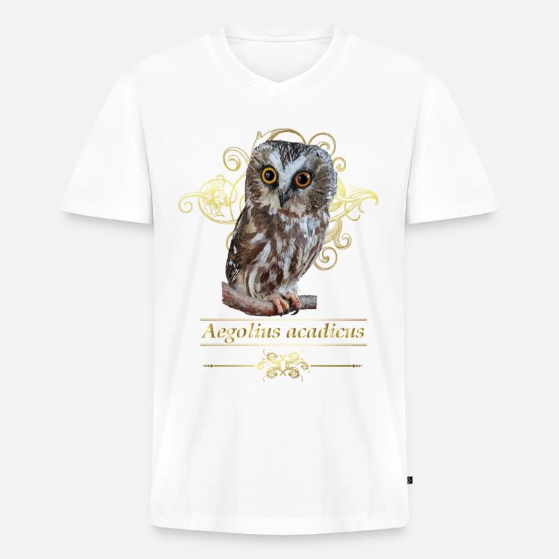 Nördliche Eule - Männer Premium Bio T-Shirt mit V-Ausschnitt - Weiß