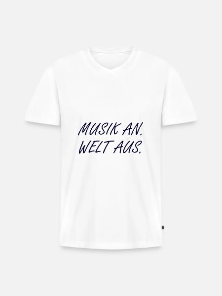 Musik Spruch - Männer Premium Bio T-Shirt mit V-Ausschnitt - Weiß