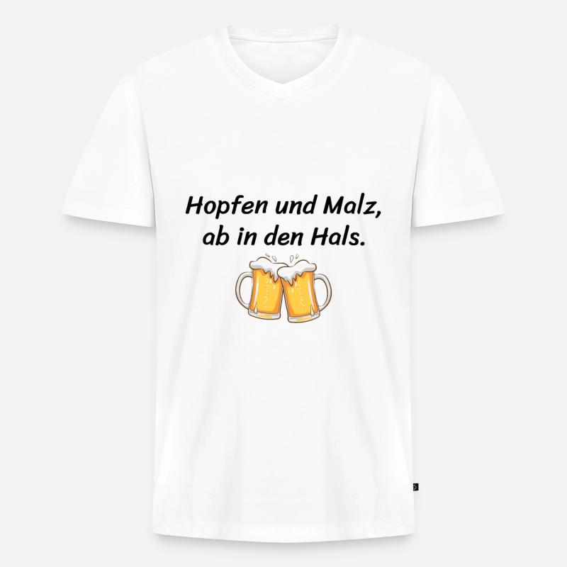 Bier Spruch - Männer Premium Bio T-Shirt mit V-Ausschnitt - Weiß