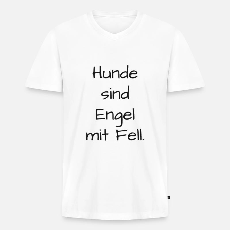 Hunde Engel Spruch - Männer Premium Bio T-Shirt mit V-Ausschnitt - Weiß