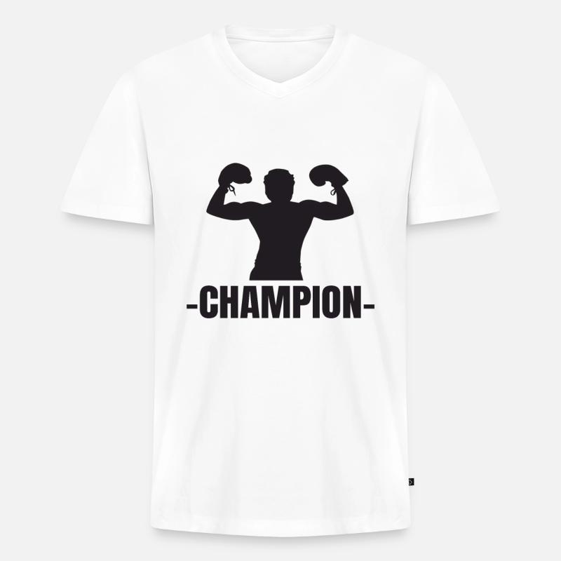 Boxen Champion - Männer Premium Bio T-Shirt mit V-Ausschnitt - Weiß