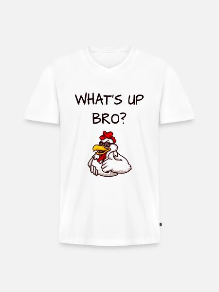 funny hen - Men's Premium Organic T-shirt with V-neck - white