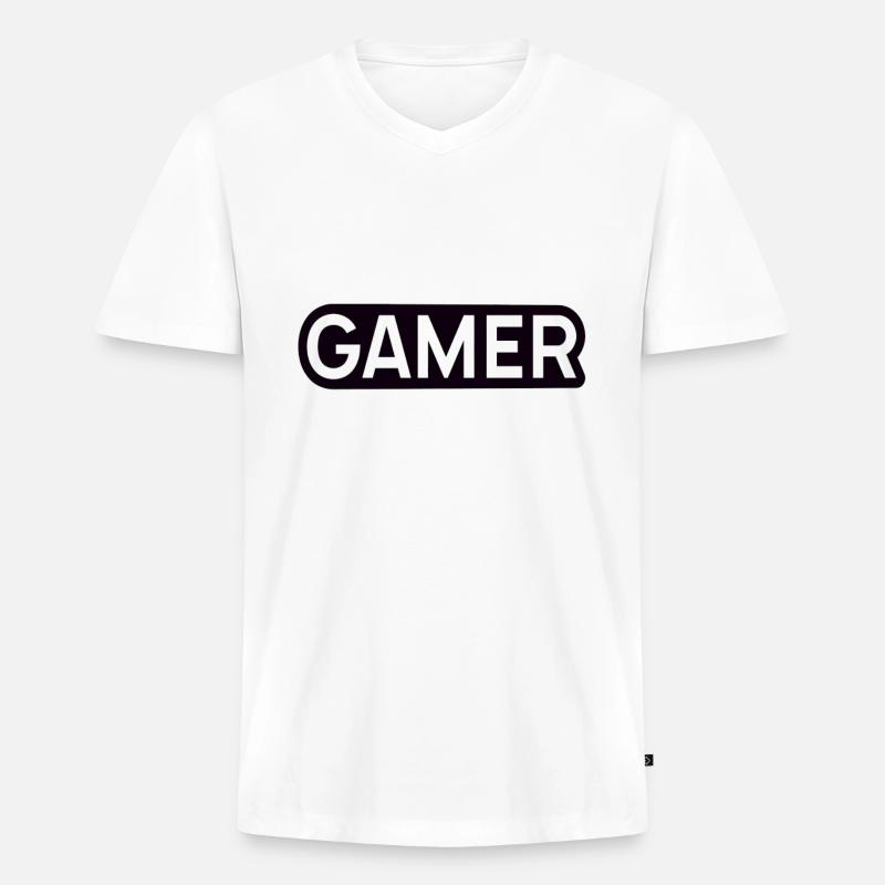 Gaming - Männer Premium Bio T-Shirt mit V-Ausschnitt - Weiß