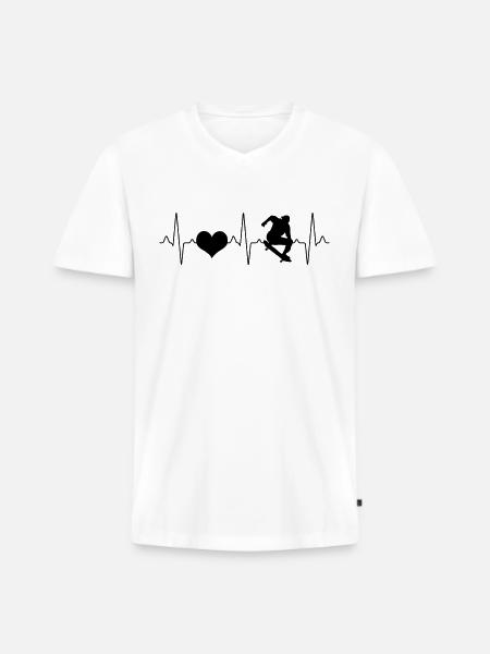 Skating Skating Heartbeat - Men's Premium Organic T-shirt with V-neck - white