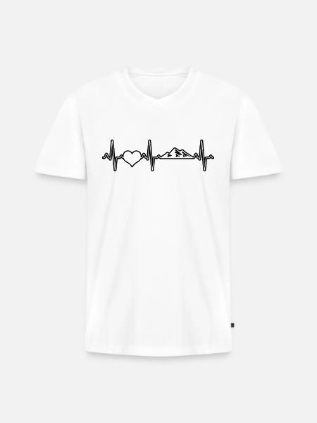 Mountain Mountains Heartbeat - Men's Premium Organic T-shirt with V-neck - white