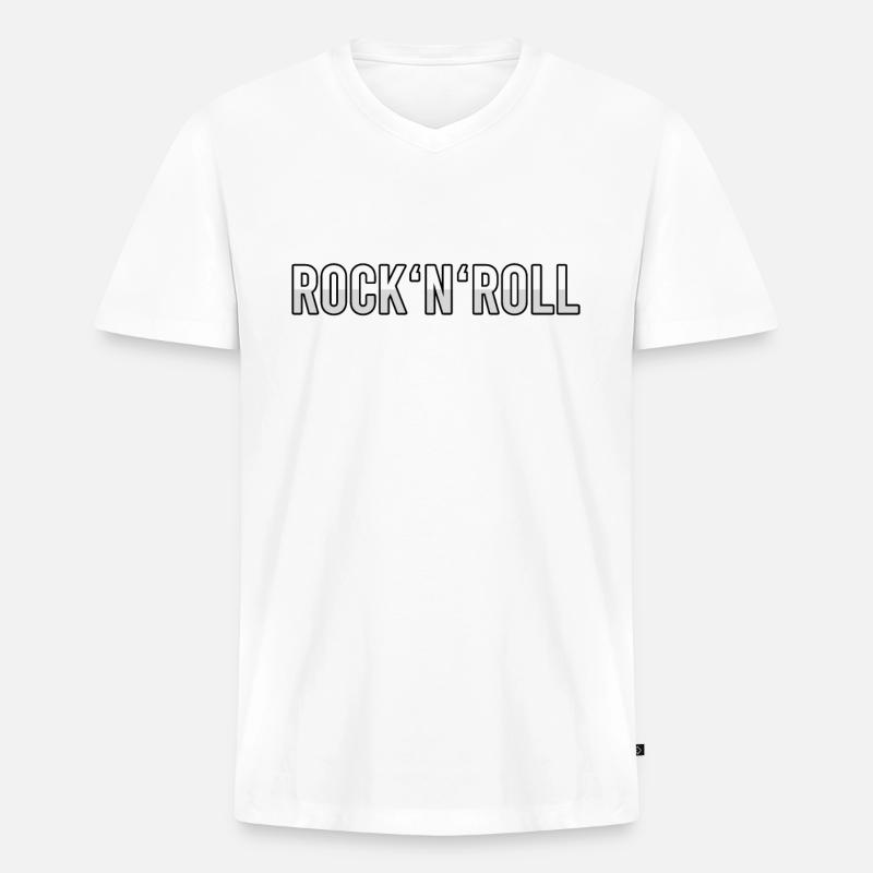 Rock n Roll - Männer Premium Bio T-Shirt mit V-Ausschnitt - Weiß
