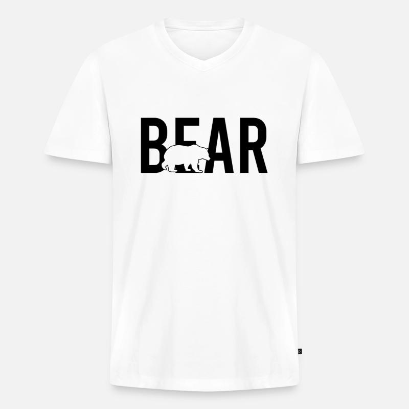 Bär bear - Männer Premium Bio T-Shirt mit V-Ausschnitt - Weiß